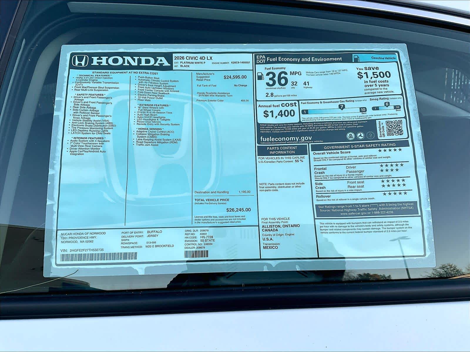 2026 Honda Civic LX - Photo 18