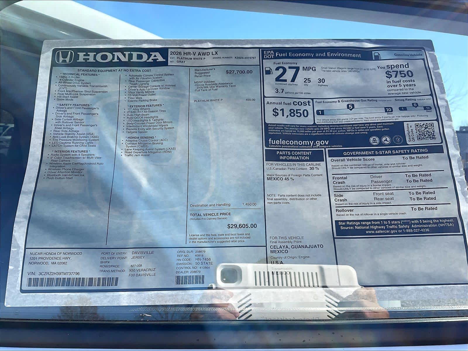 2026 Honda HR-V LX - Photo 18