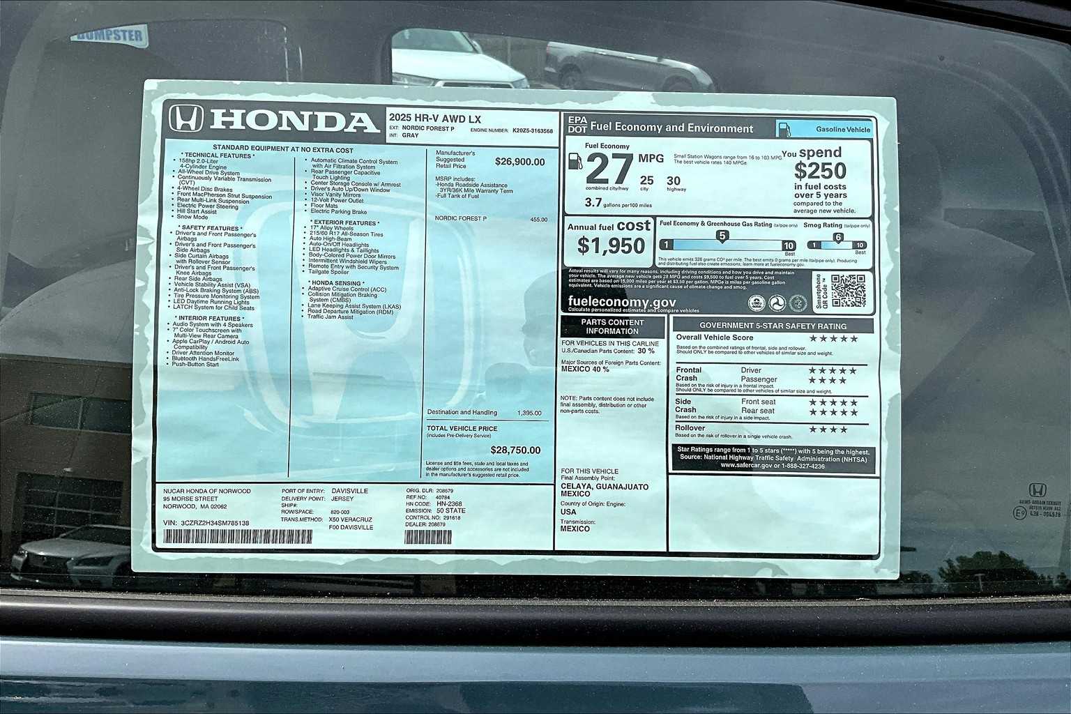 2025 Honda HR-V LX - Photo 18