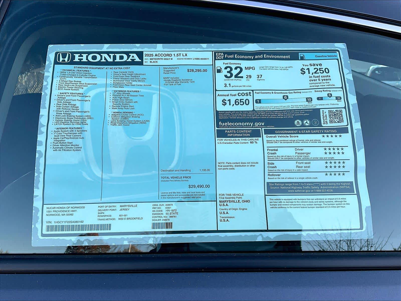 2025 Honda Accord LX - Photo 18