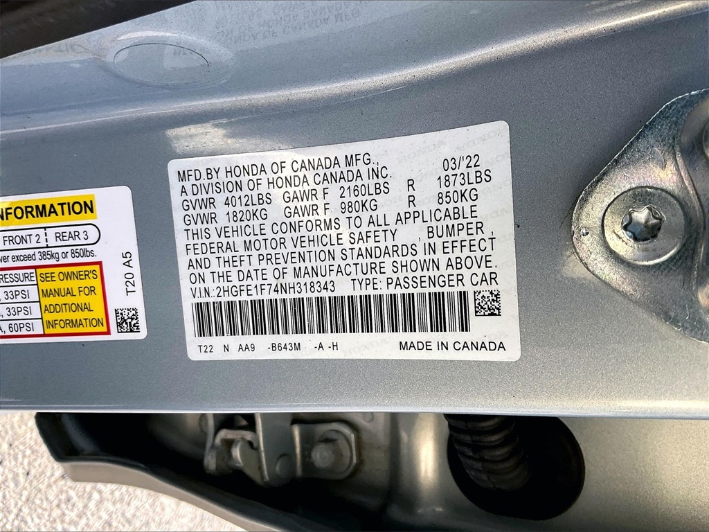 2022 Honda Civic EX - Photo 33