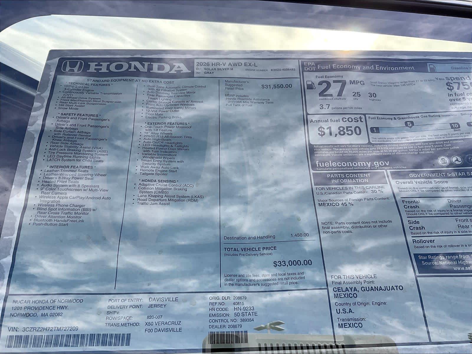 2026 Honda HR-V EX-L - Photo 18