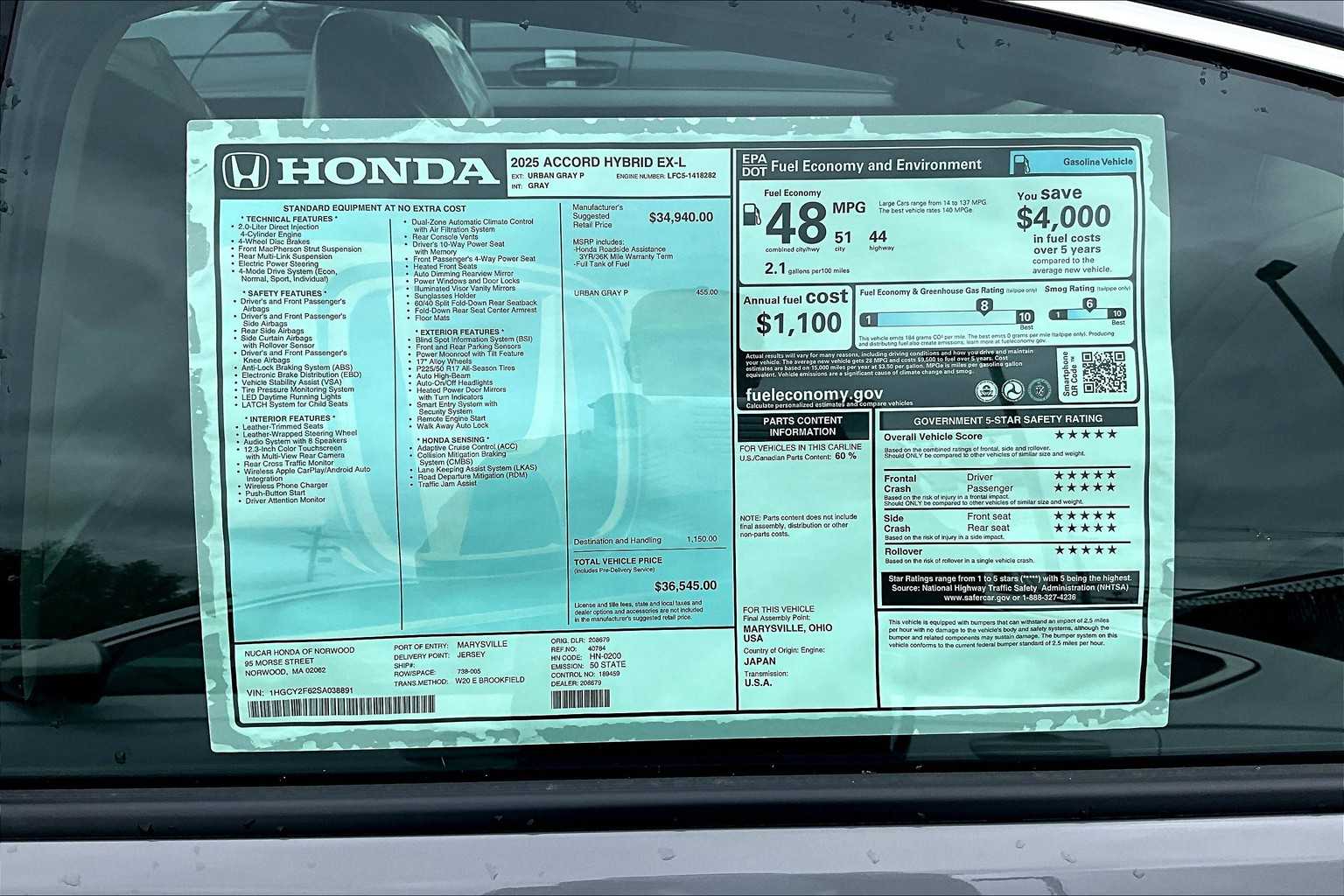 2025 Honda Accord Hybrid EX-L - Photo 17