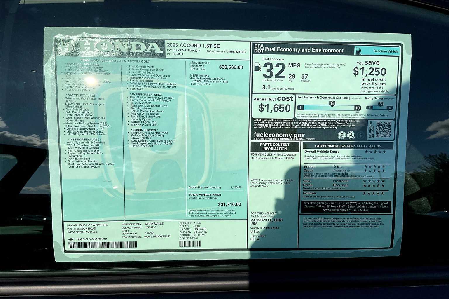 2025 Honda Accord SE - Photo 14