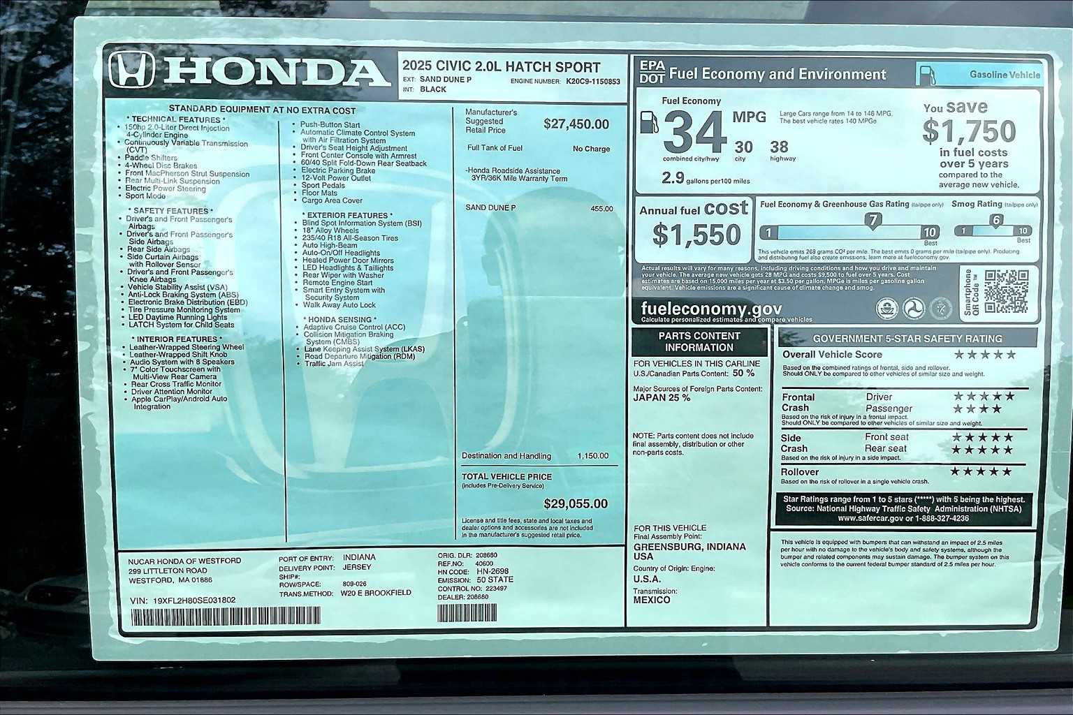 2025 Honda Civic Hatchback Sport - Photo 18