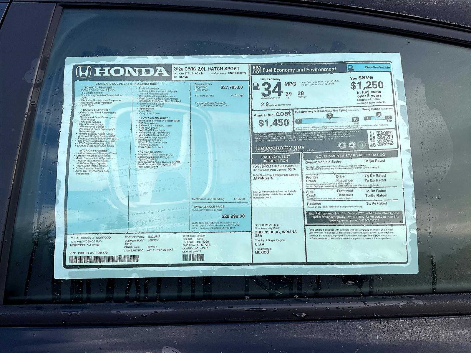 2026 Honda Civic Hatchback Sport - Photo 18