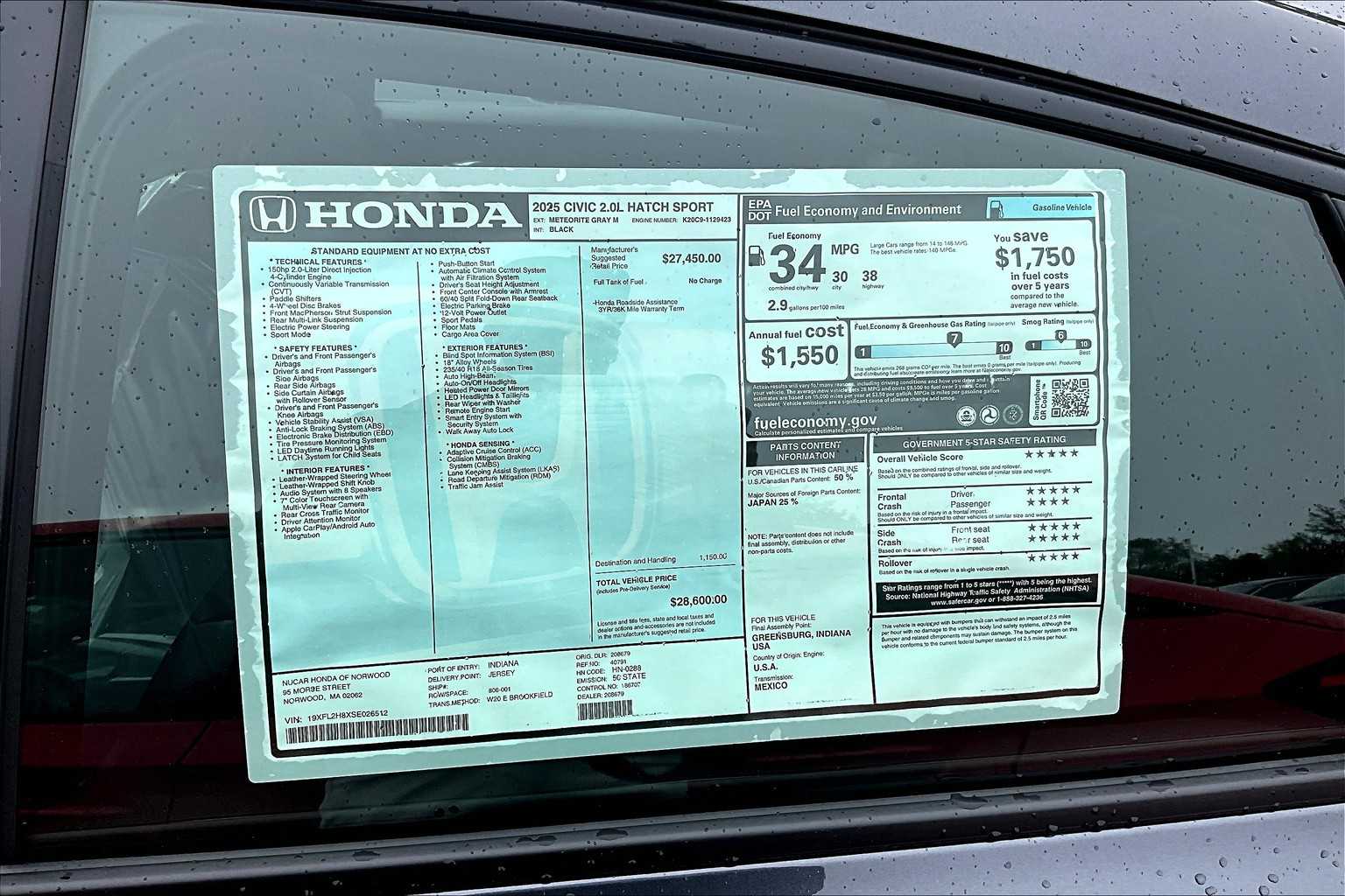 2025 Honda Civic Hatchback Sport - Photo 17