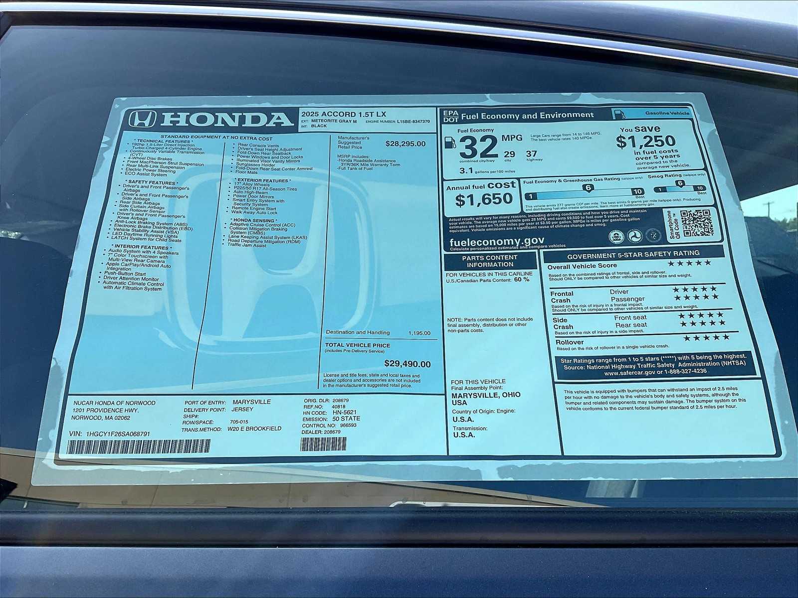 2025 Honda Accord LX - Photo 18
