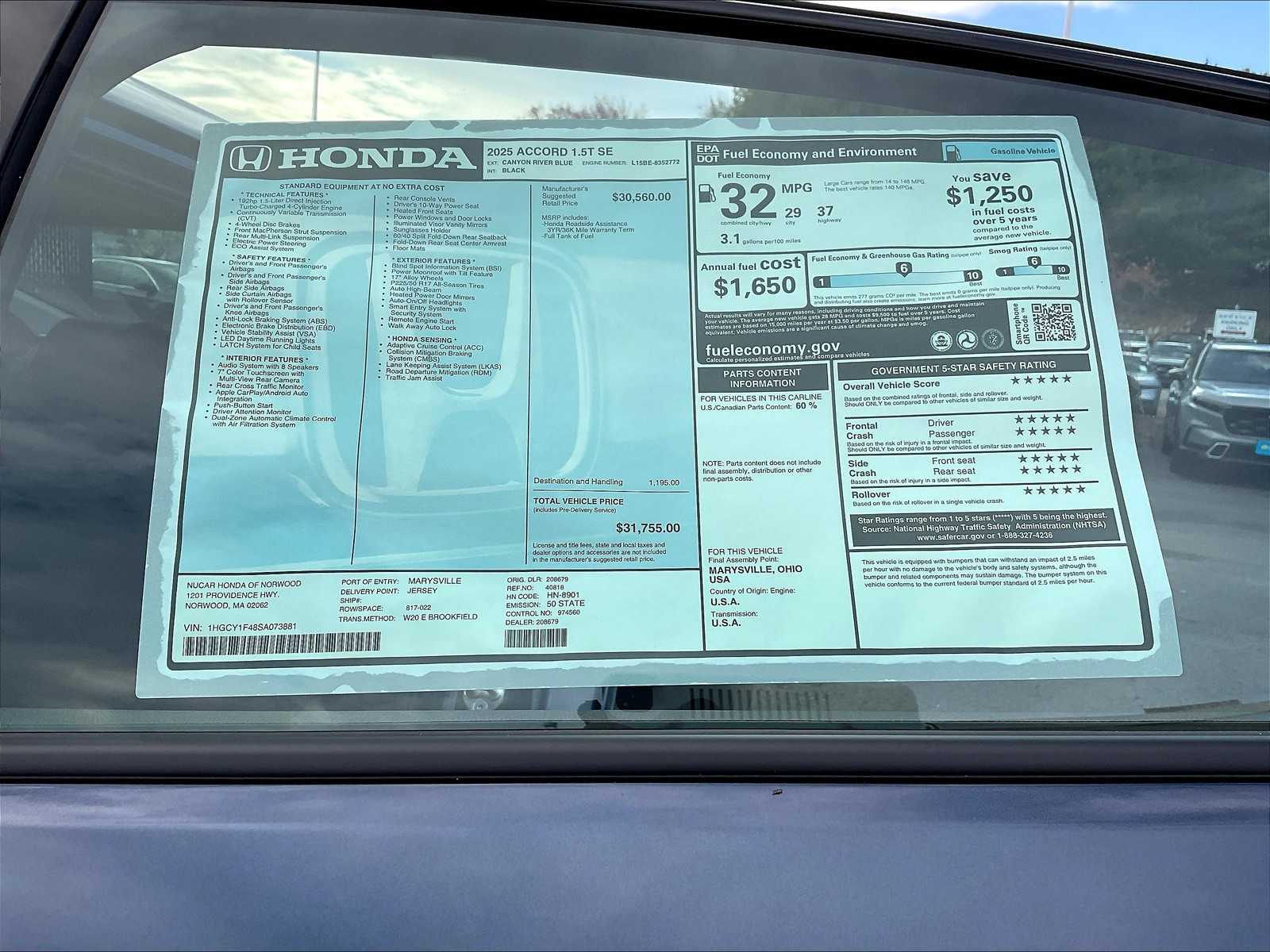 2025 Honda Accord SE - Photo 18