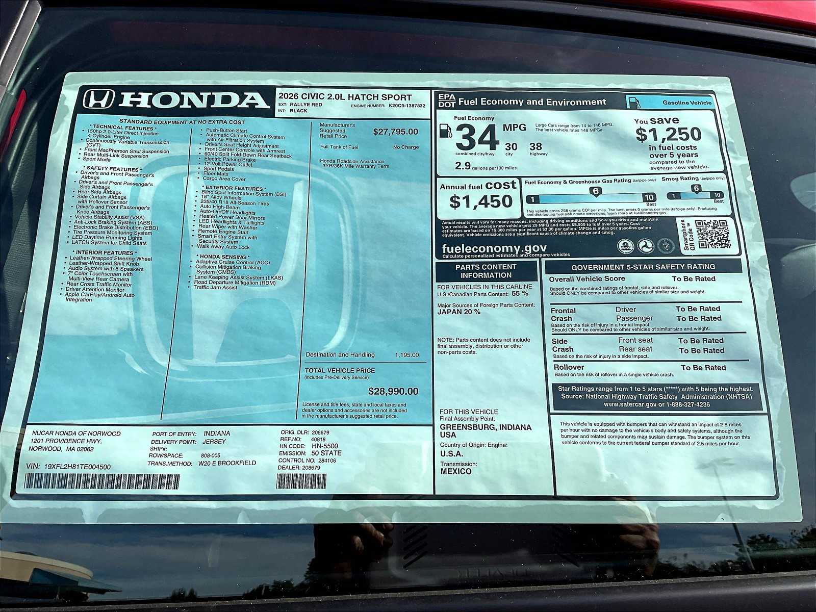 2026 Honda Civic Hatchback Sport - Photo 18