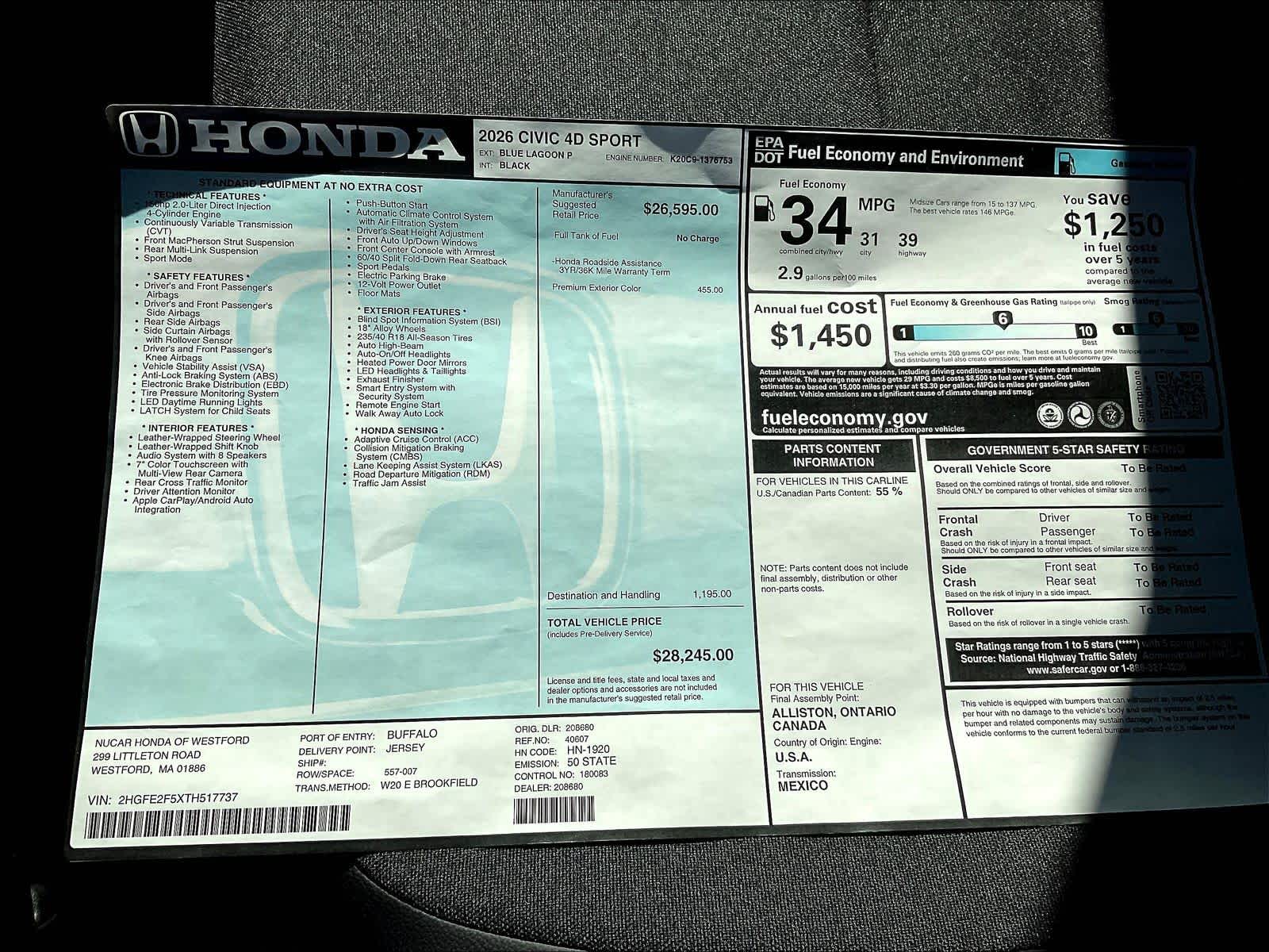 2026 Honda Civic Sport - Photo 18