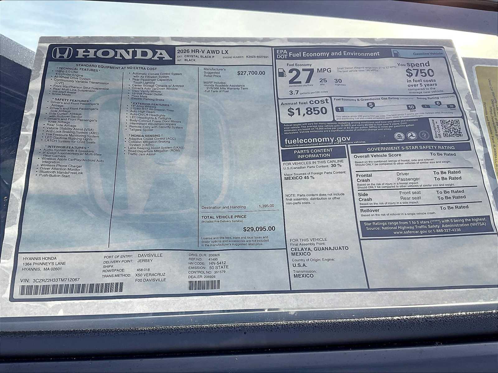 2026 Honda HR-V LX - Photo 18