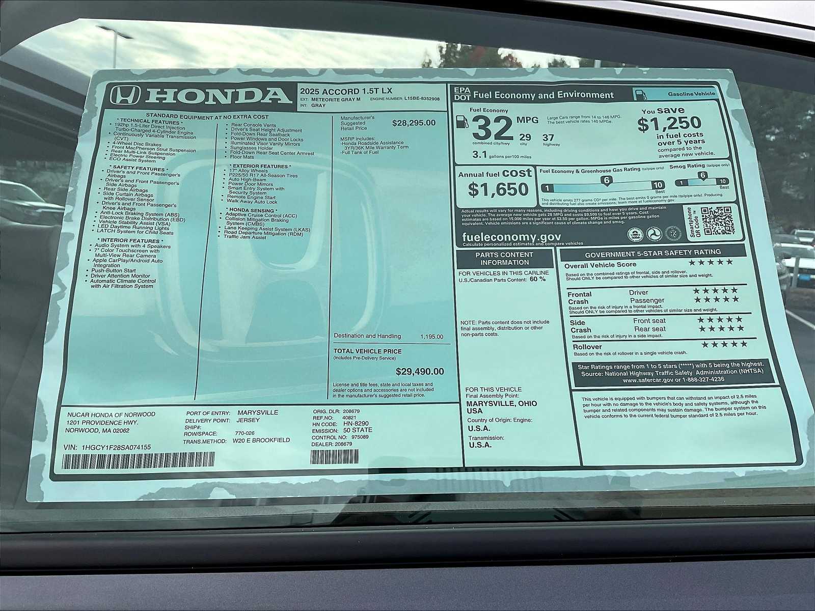 2025 Honda Accord LX - Photo 18