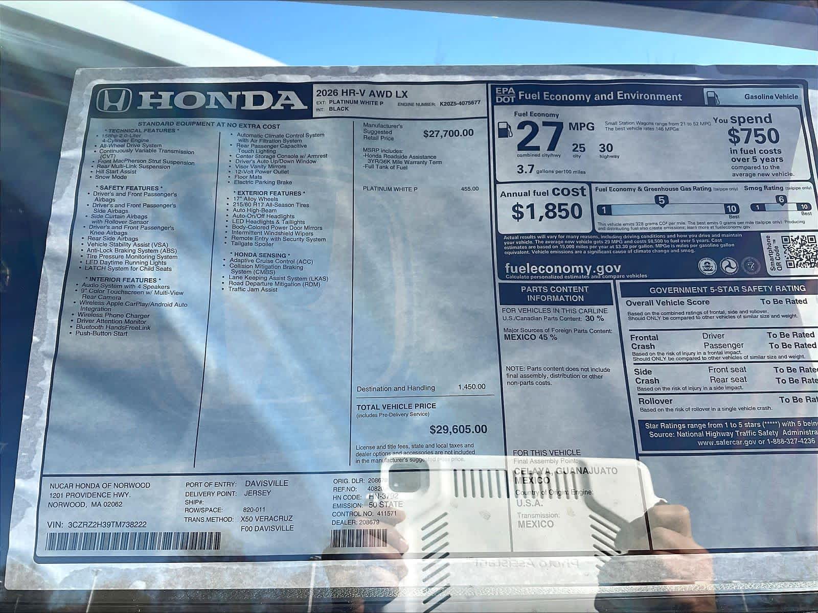 2026 Honda HR-V LX - Photo 18