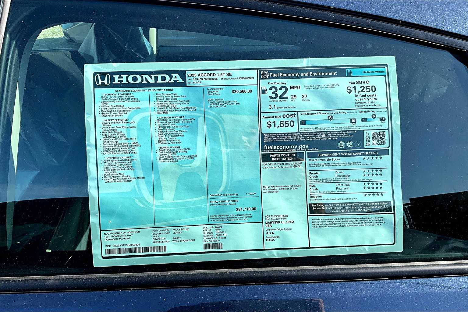 2025 Honda Accord SE - Photo 17