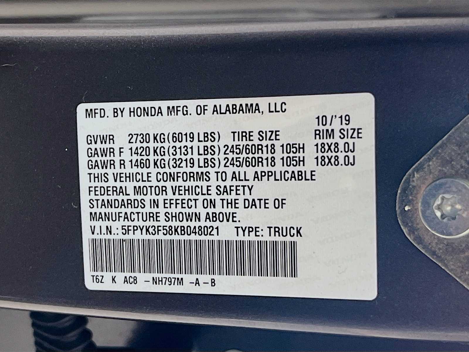 2019 Honda Ridgeline RTL - Photo 33