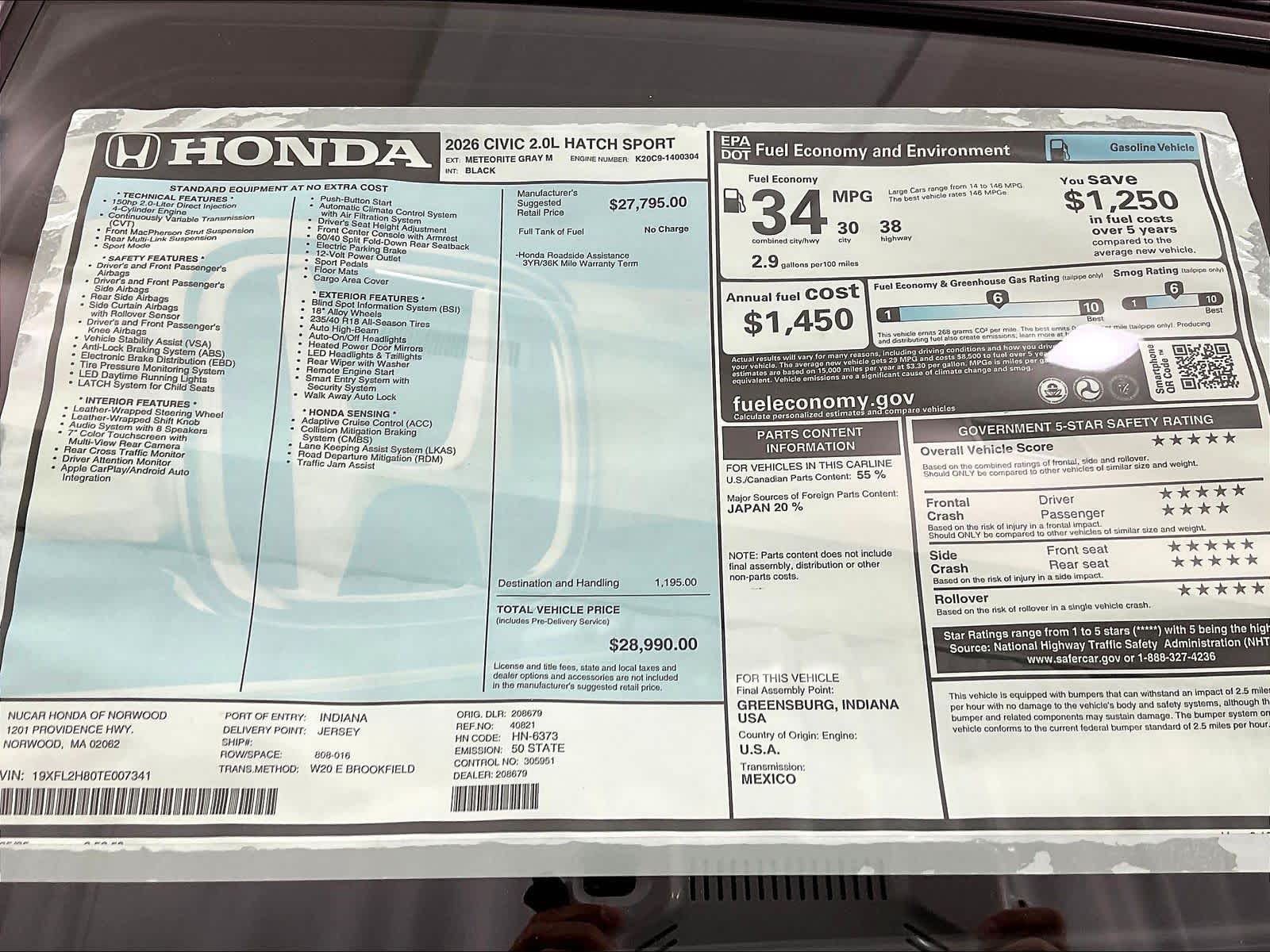 2026 Honda Civic Hatchback Sport - Photo 18
