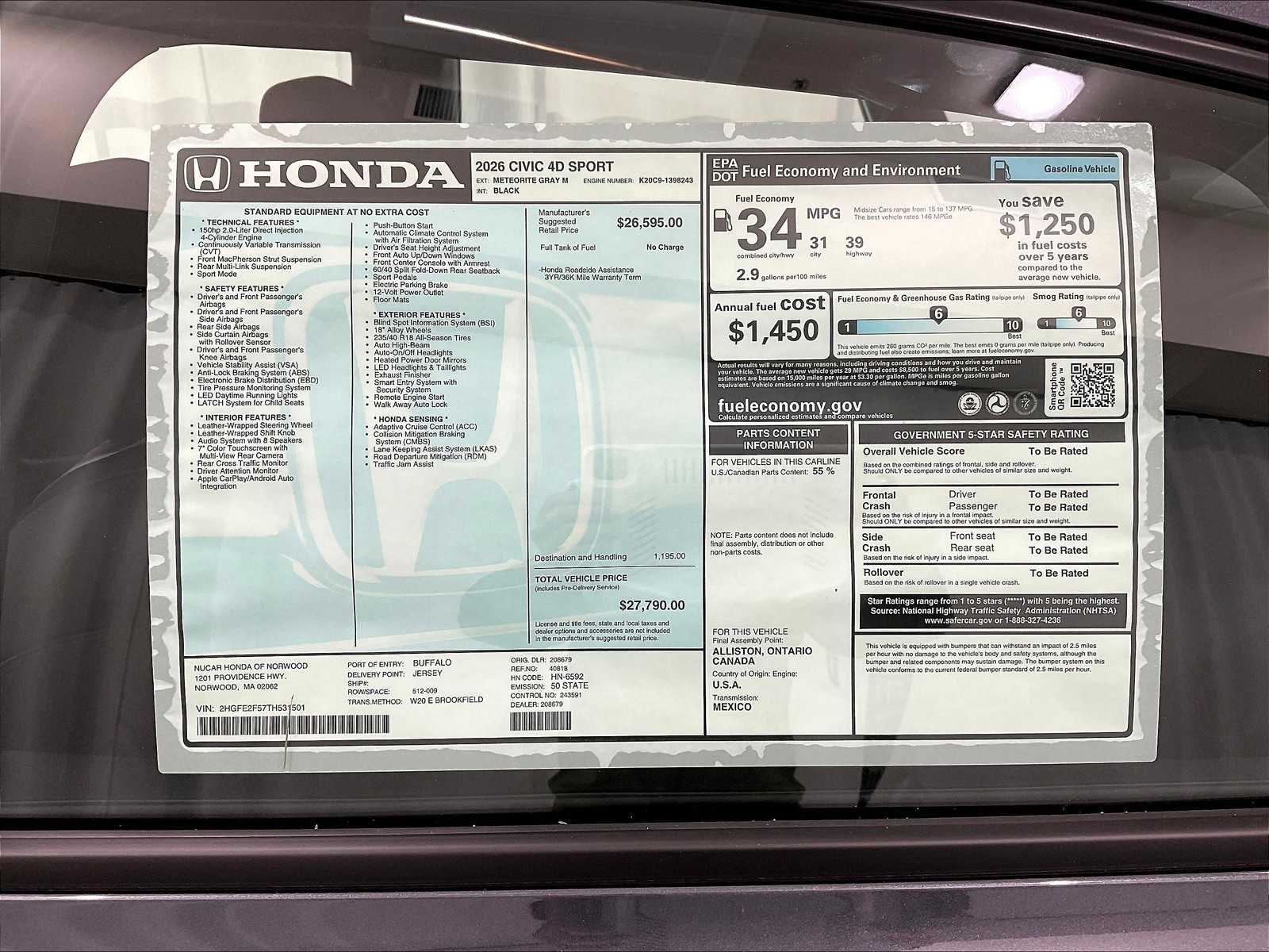 2026 Honda Civic Sport - Photo 18