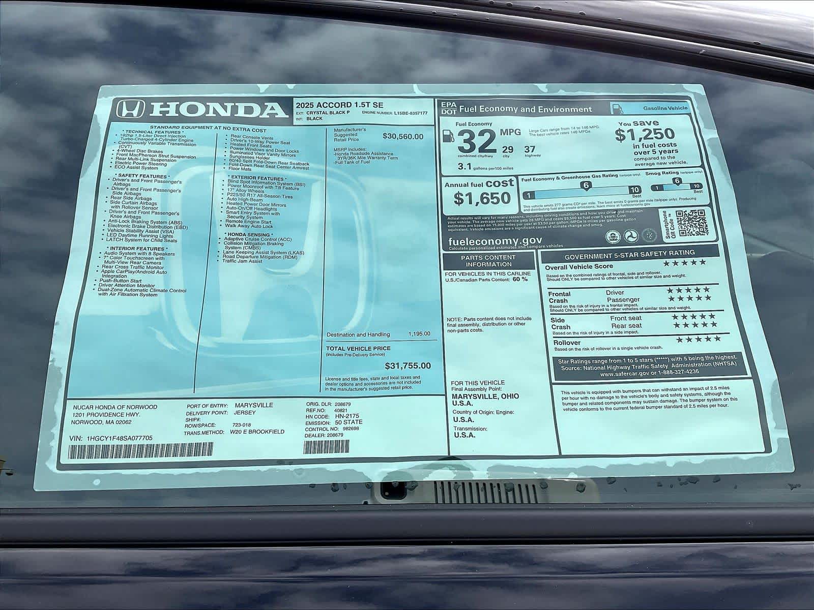 2025 Honda Accord SE - Photo 18