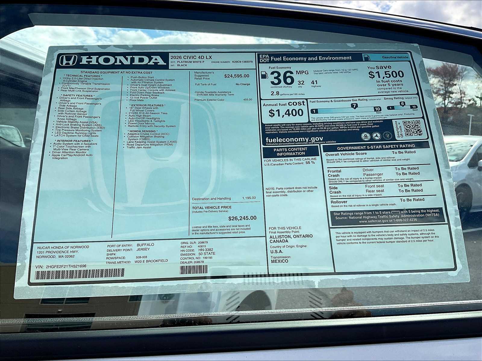 2026 Honda Civic LX - Photo 18