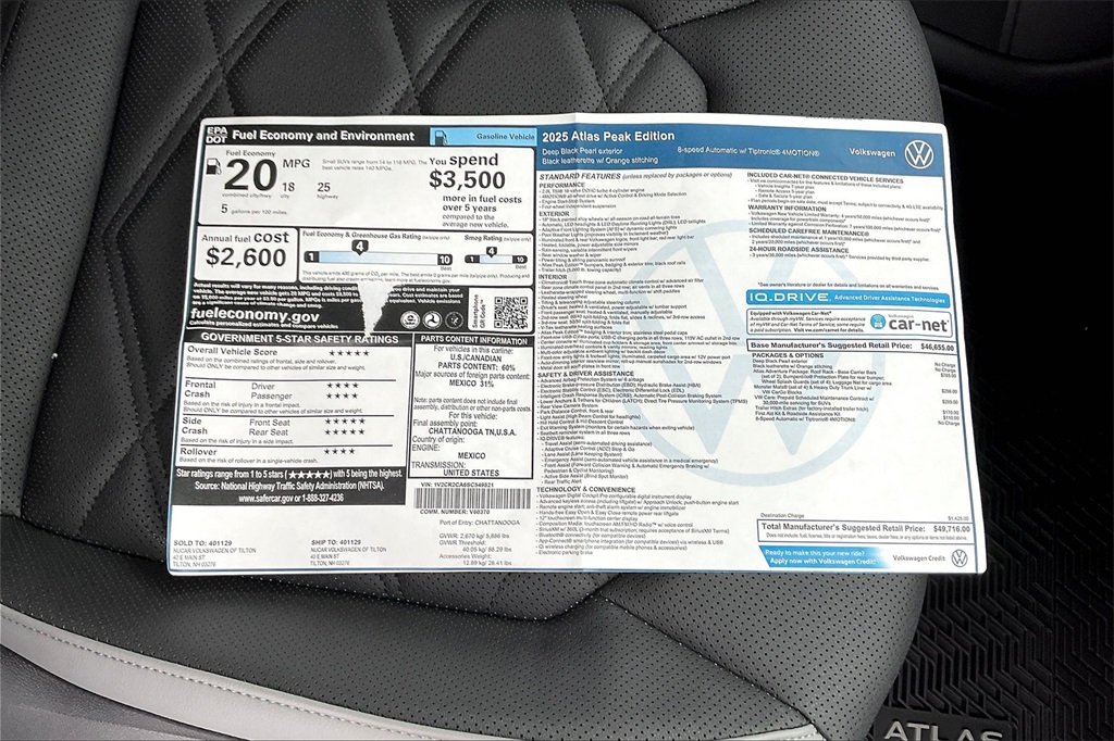 2025 Volkswagen Atlas 2.0T Peak Edition SE - Photo 17