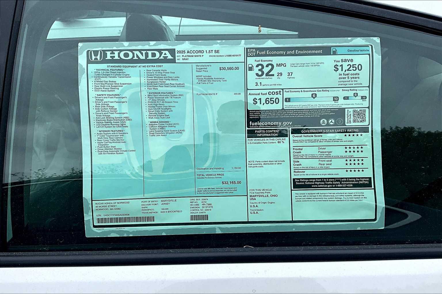 2025 Honda Accord SE - Photo 17