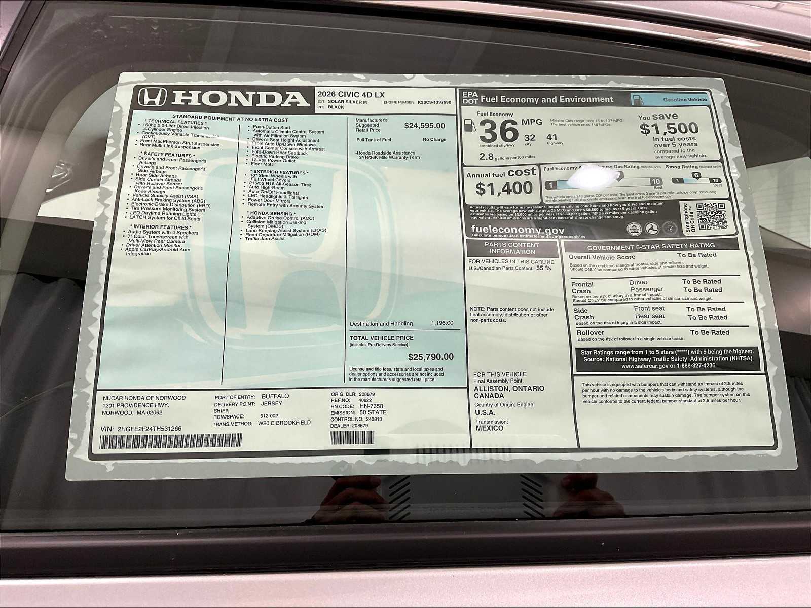 2026 Honda Civic LX - Photo 18