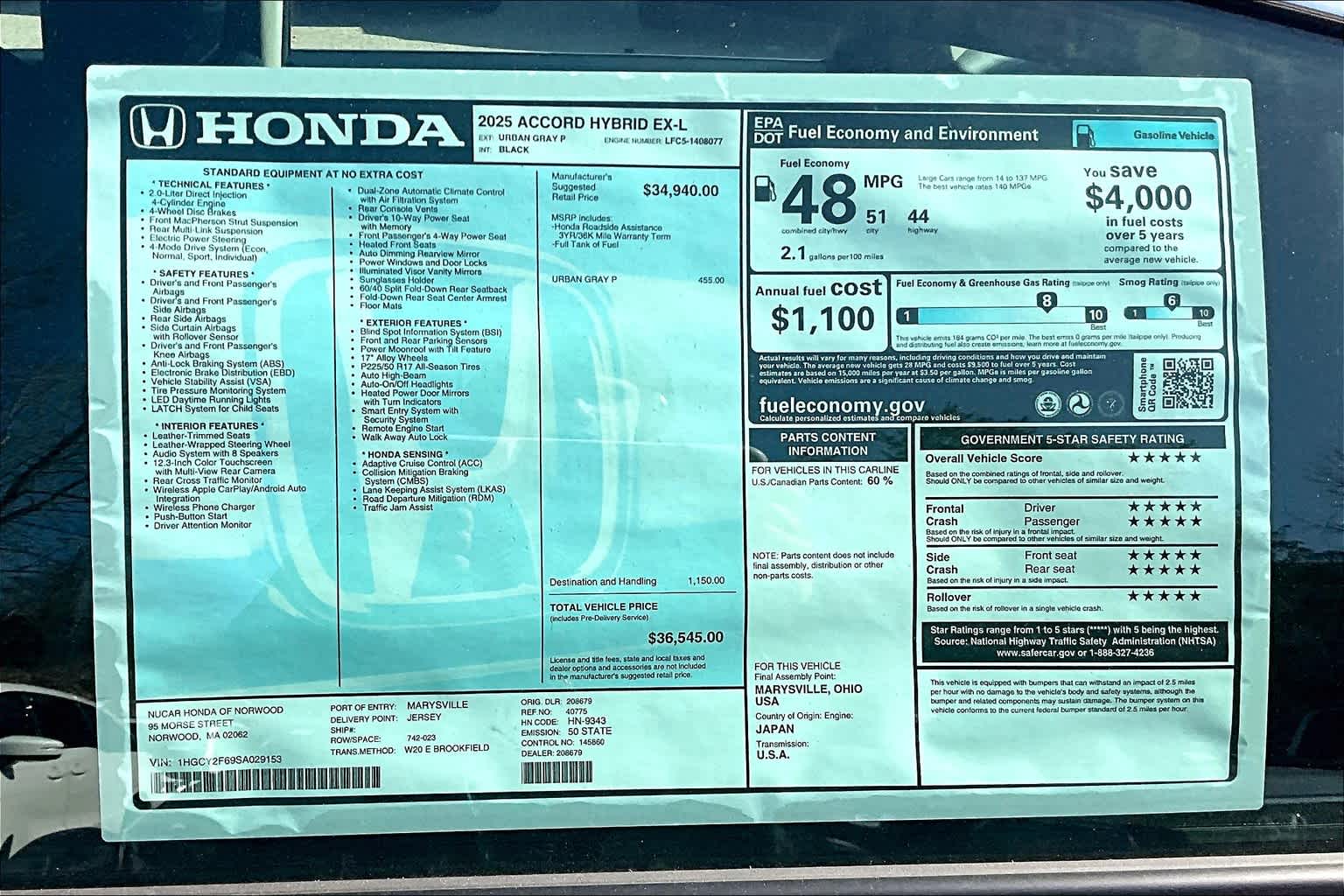 2025 Honda Accord Hybrid EX-L - Photo 18