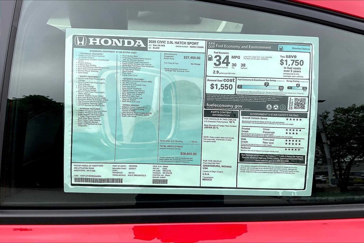 2025 Honda Civic Hatchback Sport - Photo 18
