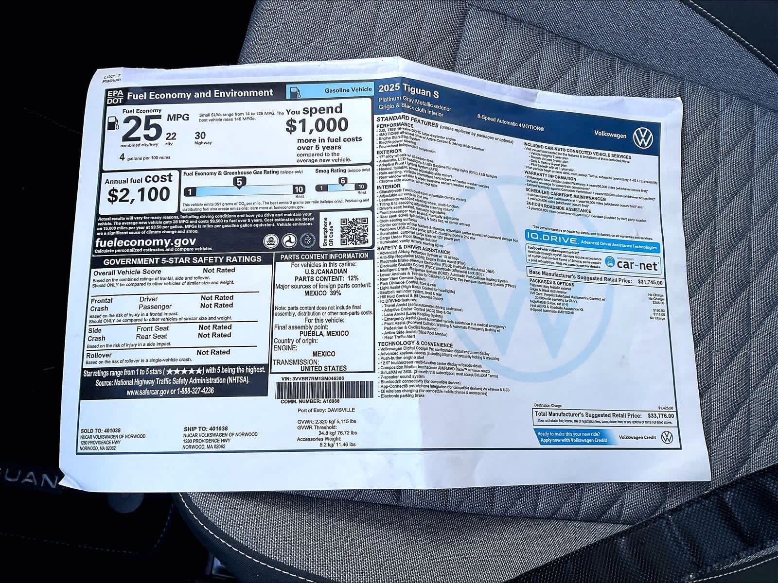 2025 Volkswagen Tiguan S - Photo 17