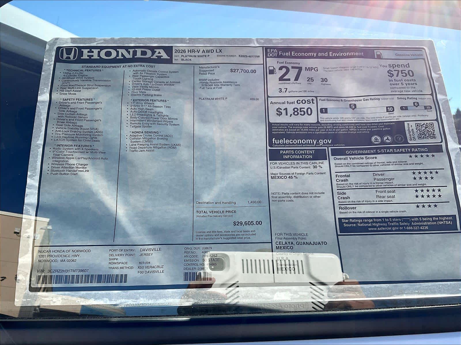 2026 Honda HR-V LX - Photo 18