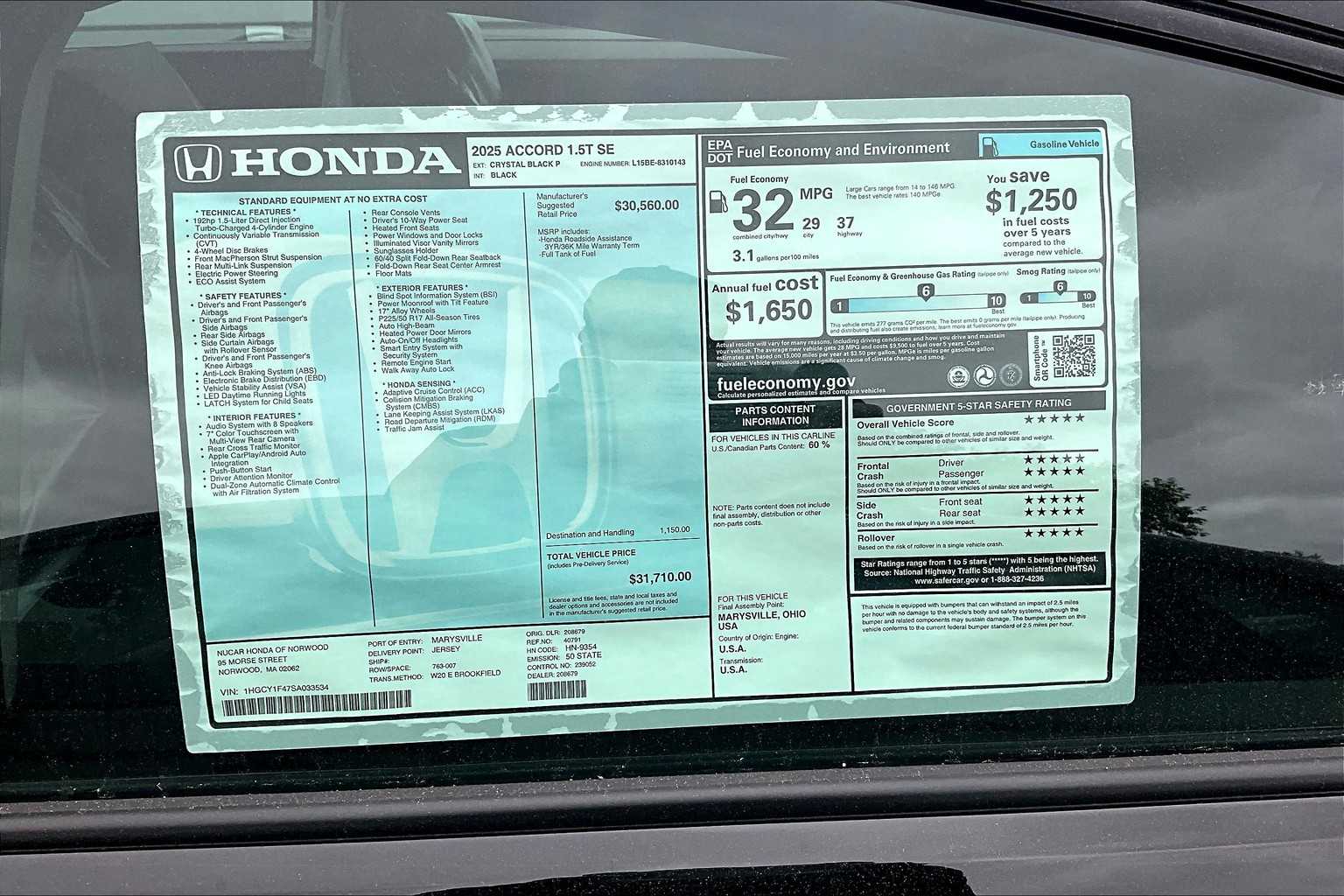 2025 Honda Accord SE - Photo 17