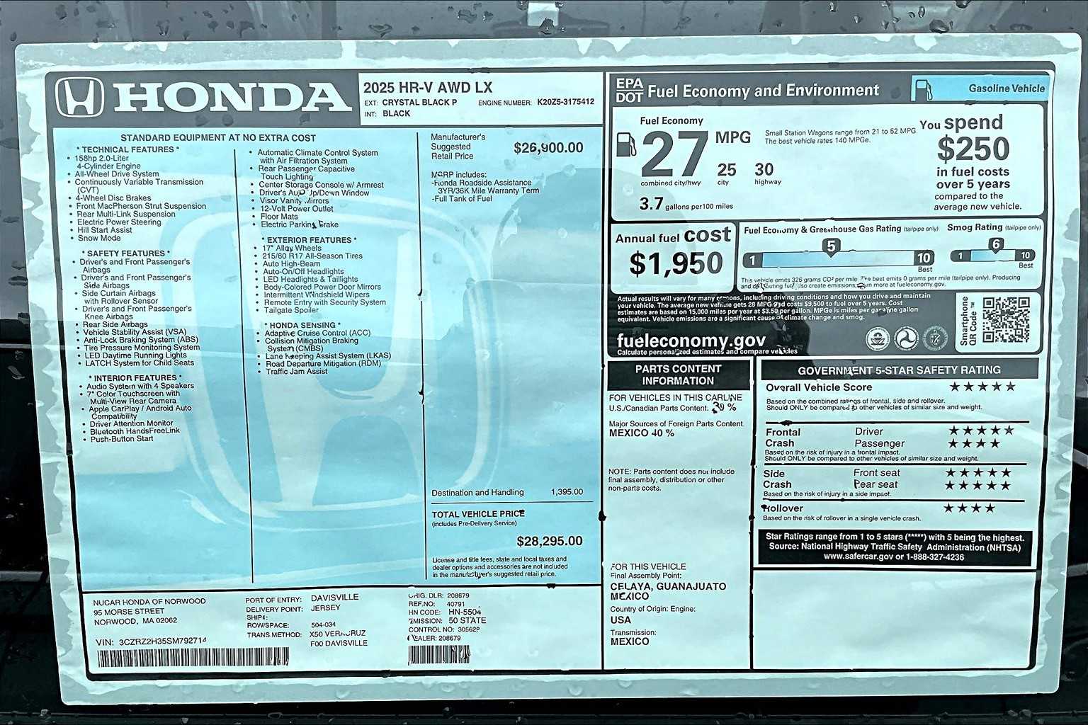 2025 Honda HR-V LX - Photo 17