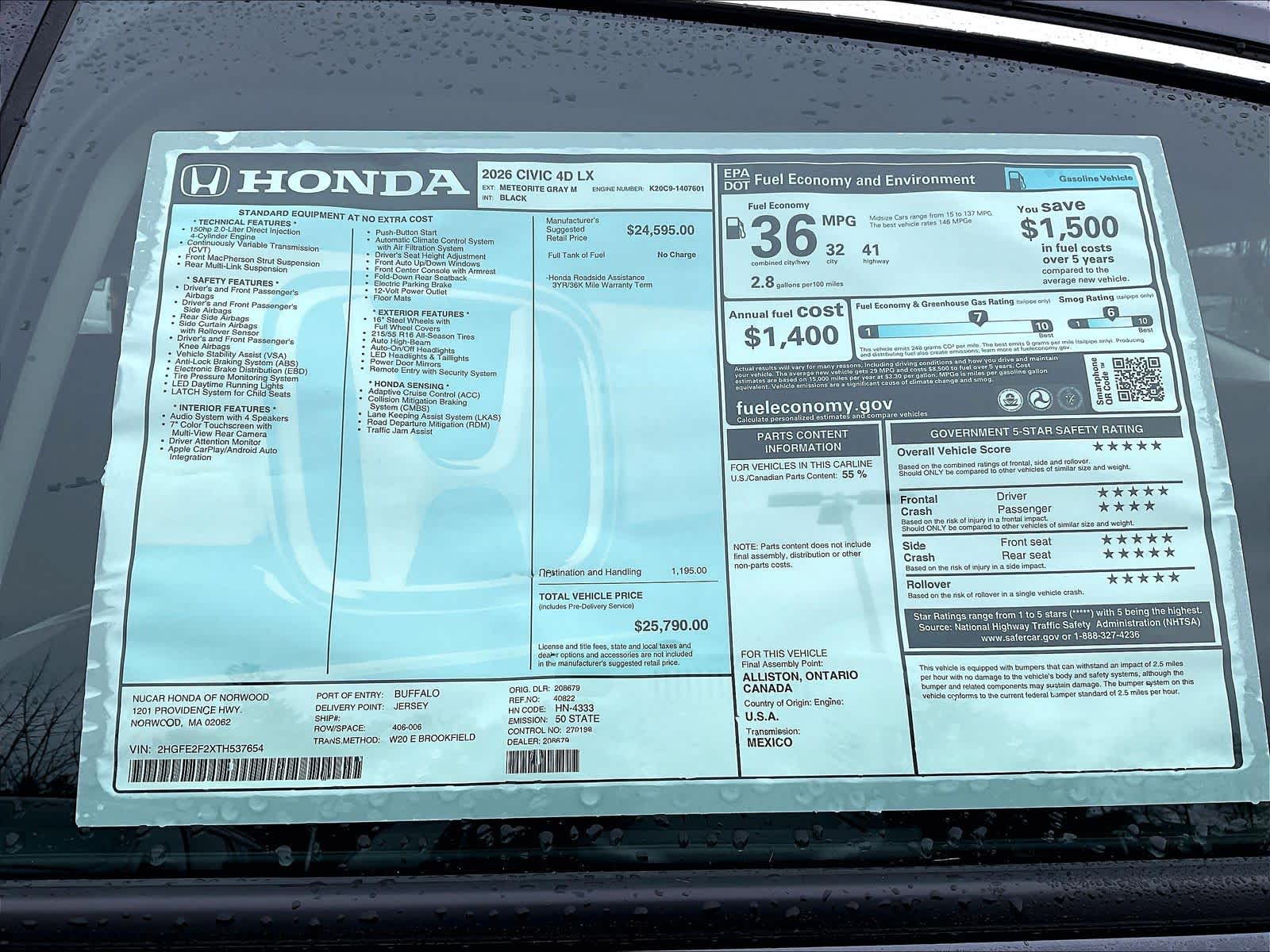 2026 Honda Civic LX - Photo 18