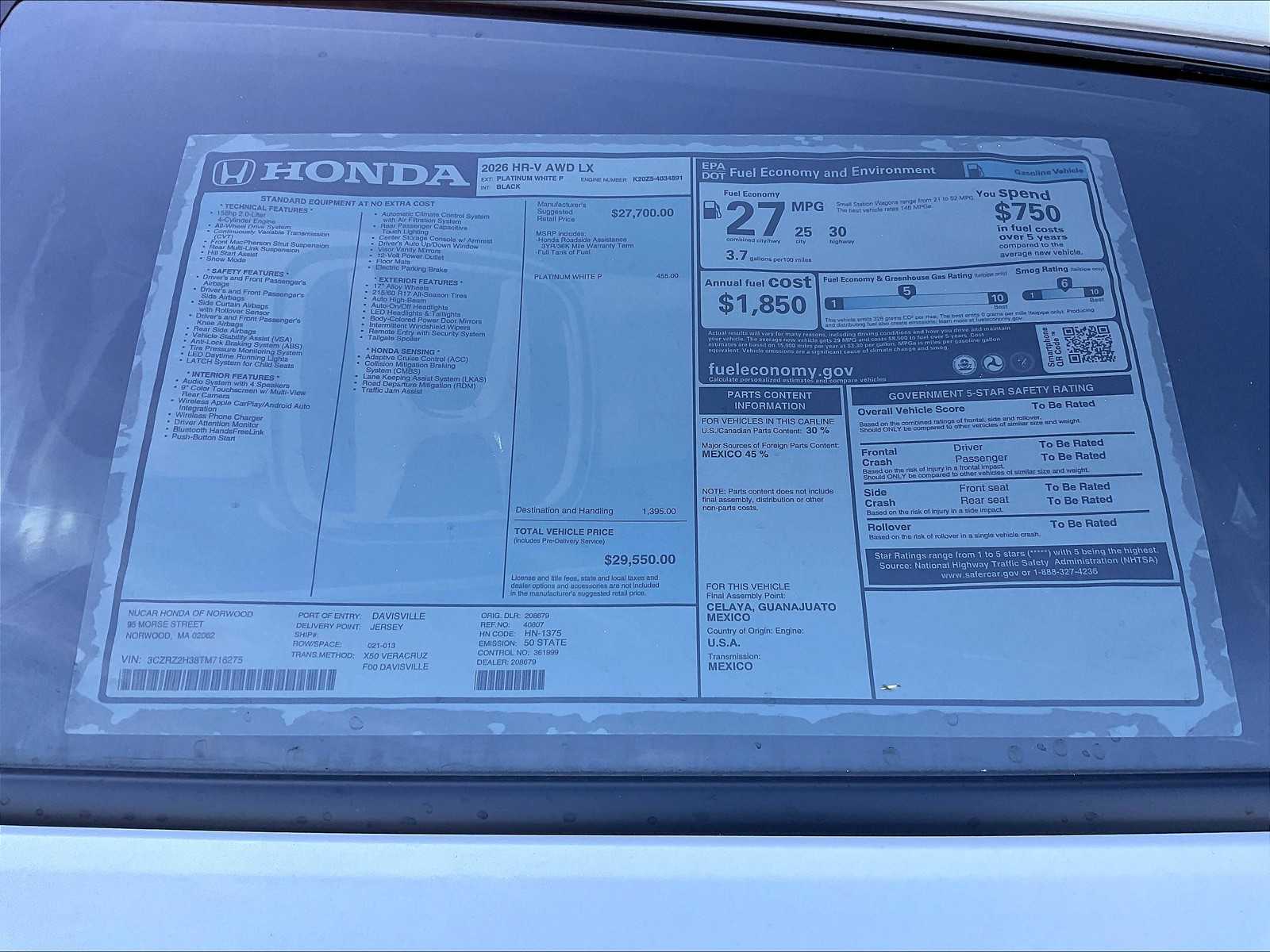2026 Honda HR-V LX - Photo 18