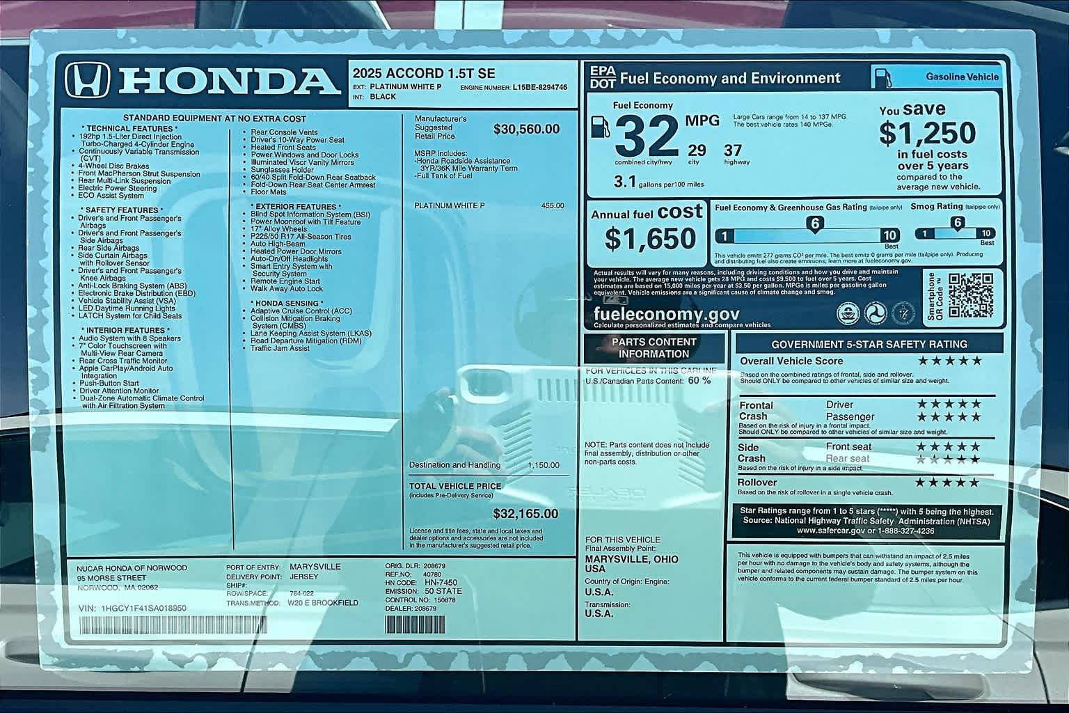 2025 Honda Accord SE - Photo 17
