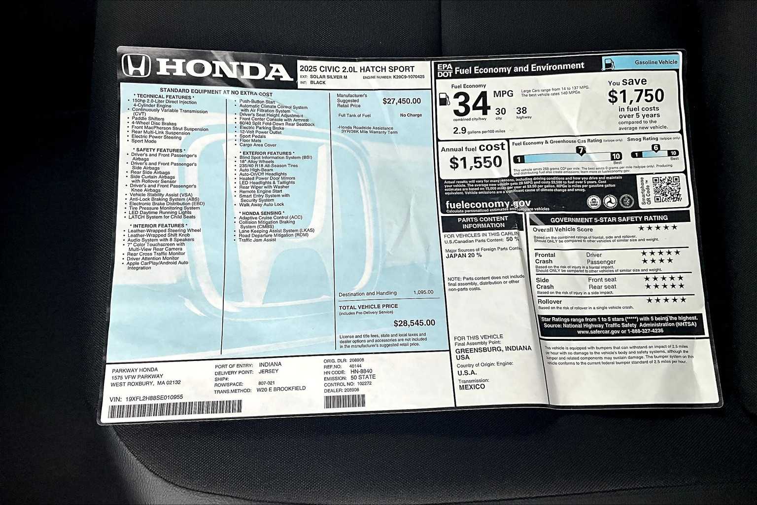 2025 Honda Civic Hatchback Sport - Photo 18