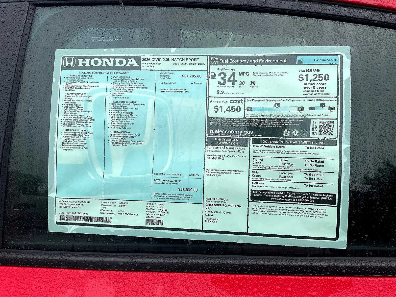 2026 Honda Civic Hatchback Sport - Photo 18