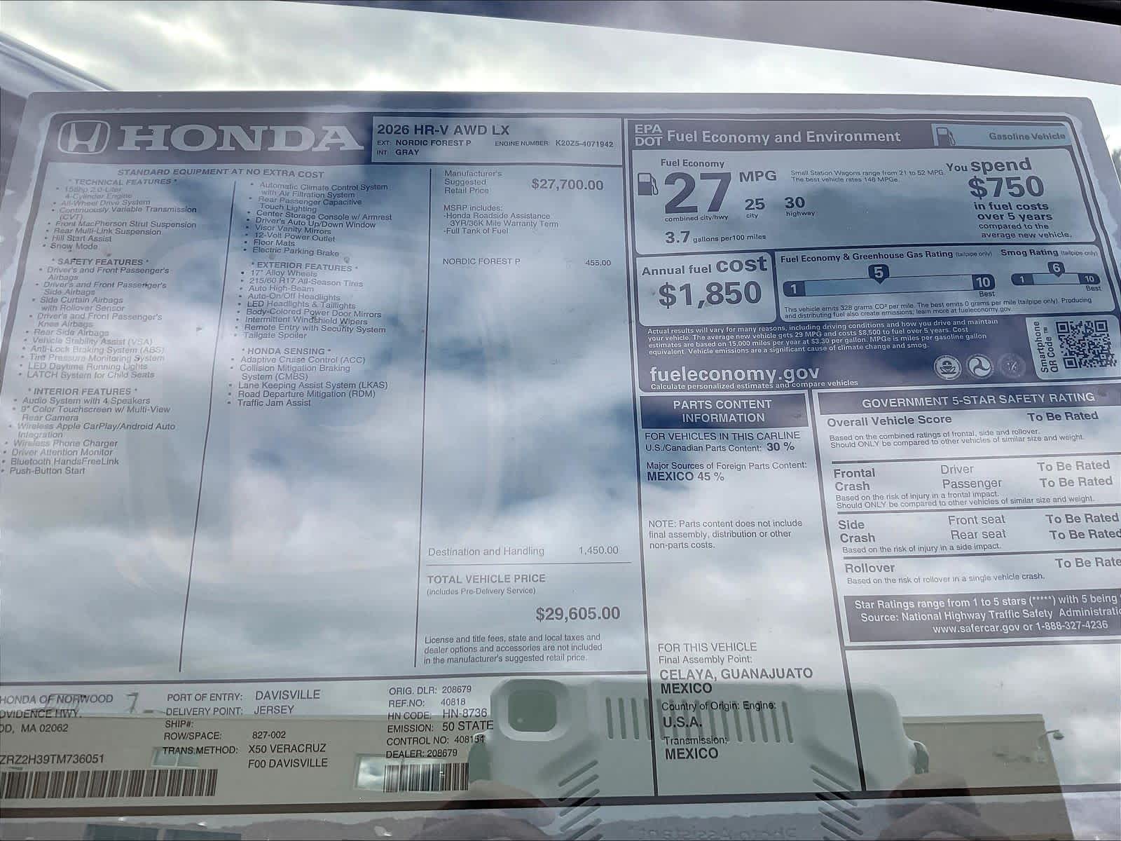 2026 Honda HR-V LX - Photo 18